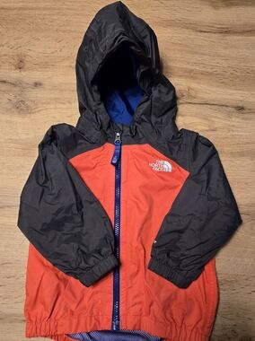 The North Face Kids' Hooded Rain Jacket in Red and Black Size 12 - 18 Months